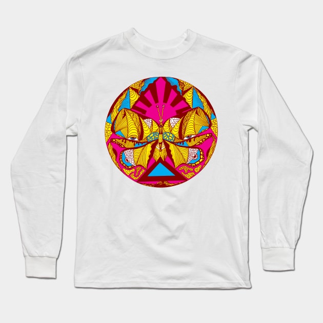 Miami Vice Sunrise Abstract Butterfly Long Sleeve T-Shirt by kenallouis